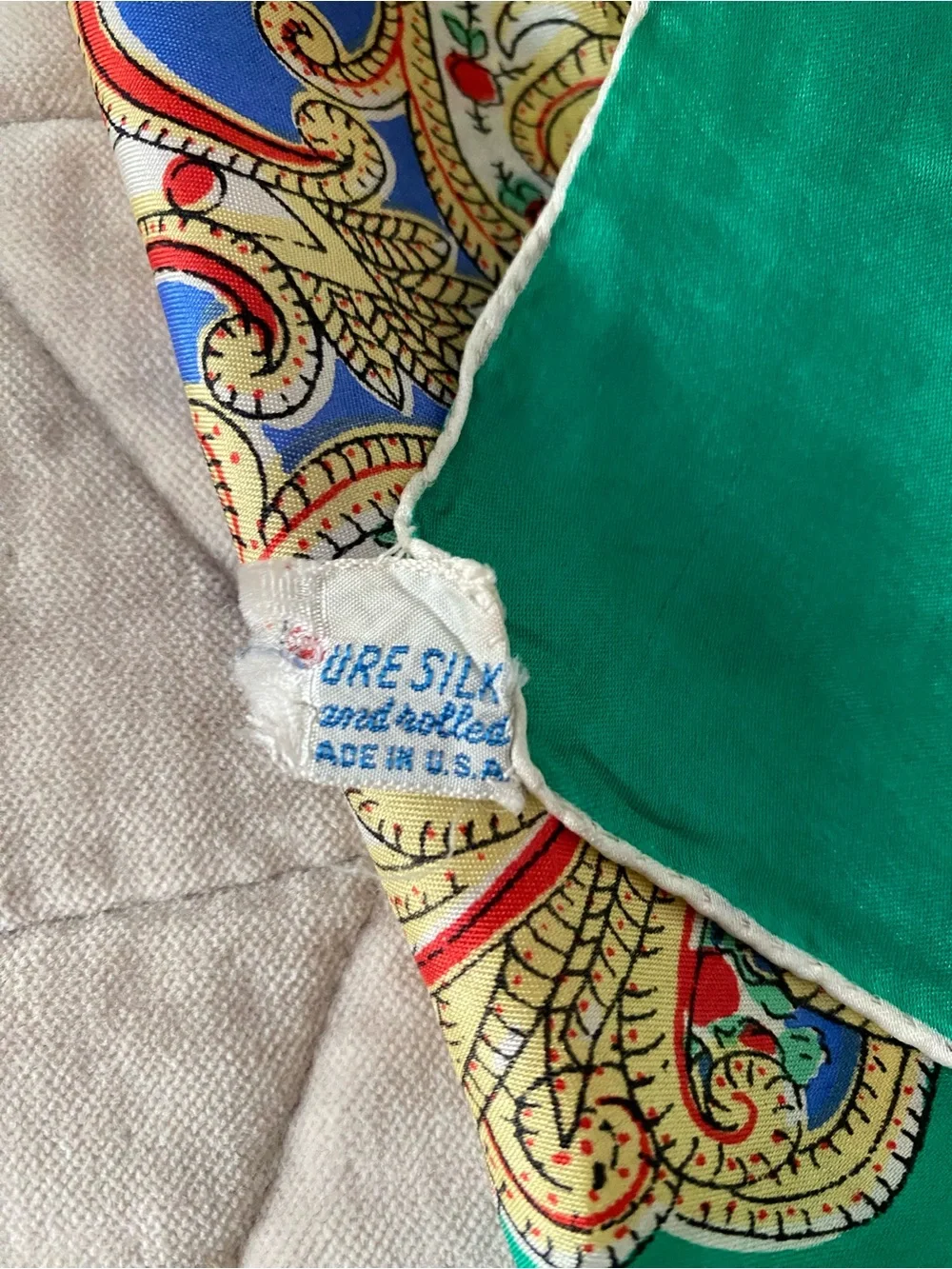Vintage made in USA 100% silk scarf head scarf neck scarf bag scarf